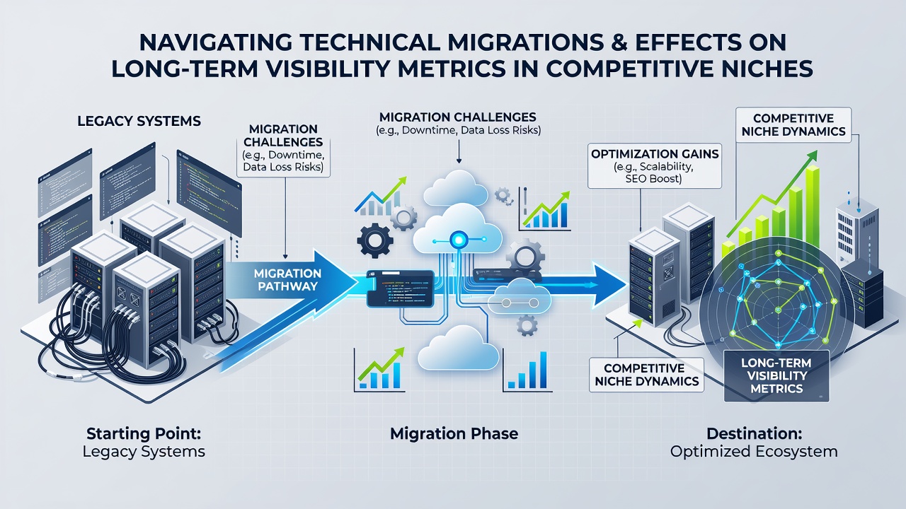 Graph illustrating visibility recovery curves after technical site migrations in competitive sectors